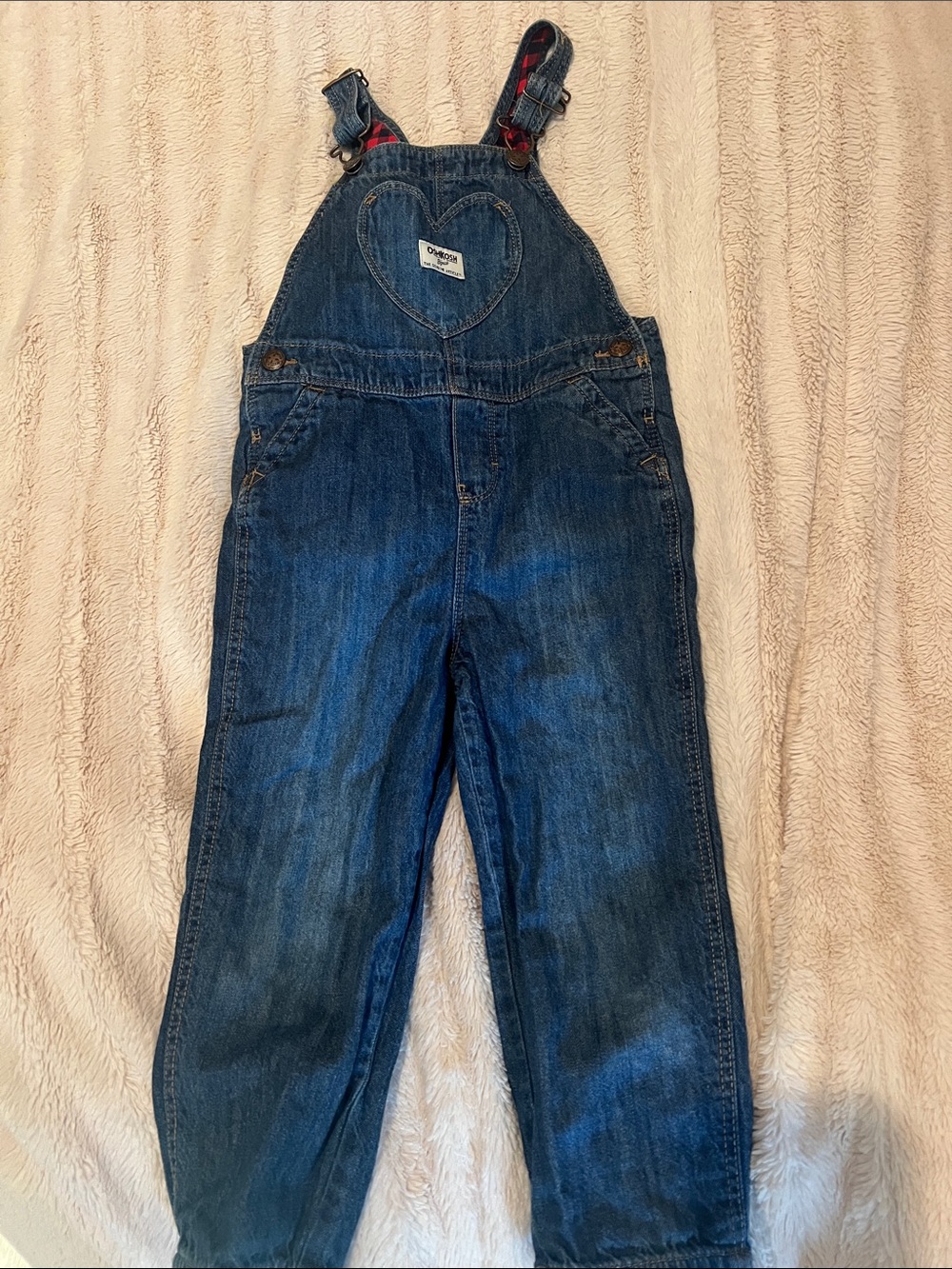 OshKosh B'gosh Dark Blue Denim Overalls with Heart Bib